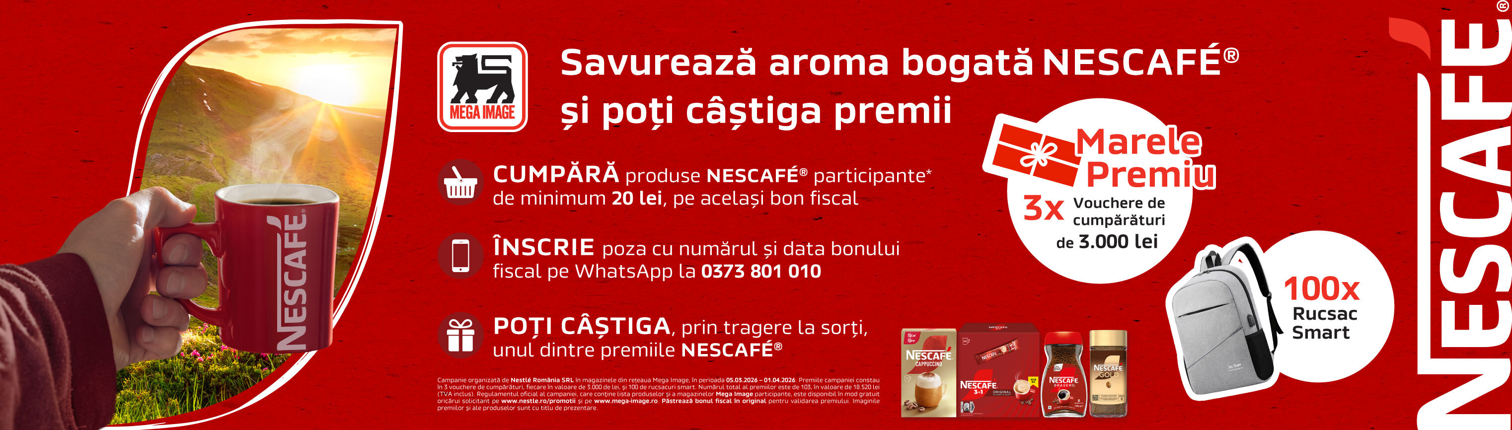 Savureaza aroma bogata Nescafe si poti castiga premii in Mega Image