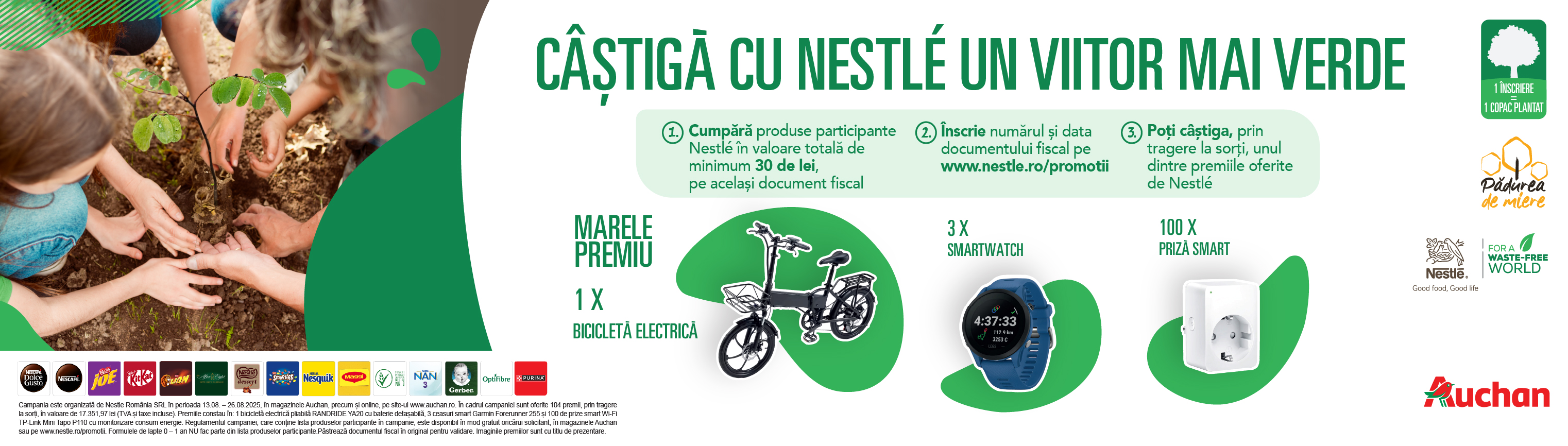 Campania "Câștigă cu Nestlé un viitor mai verde" din magazinele Auchan