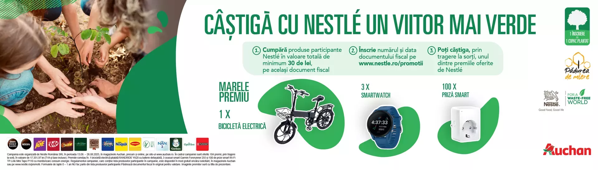 Campania "Câștigă cu Nestlé un viitor mai verde" din magazinele Auchan