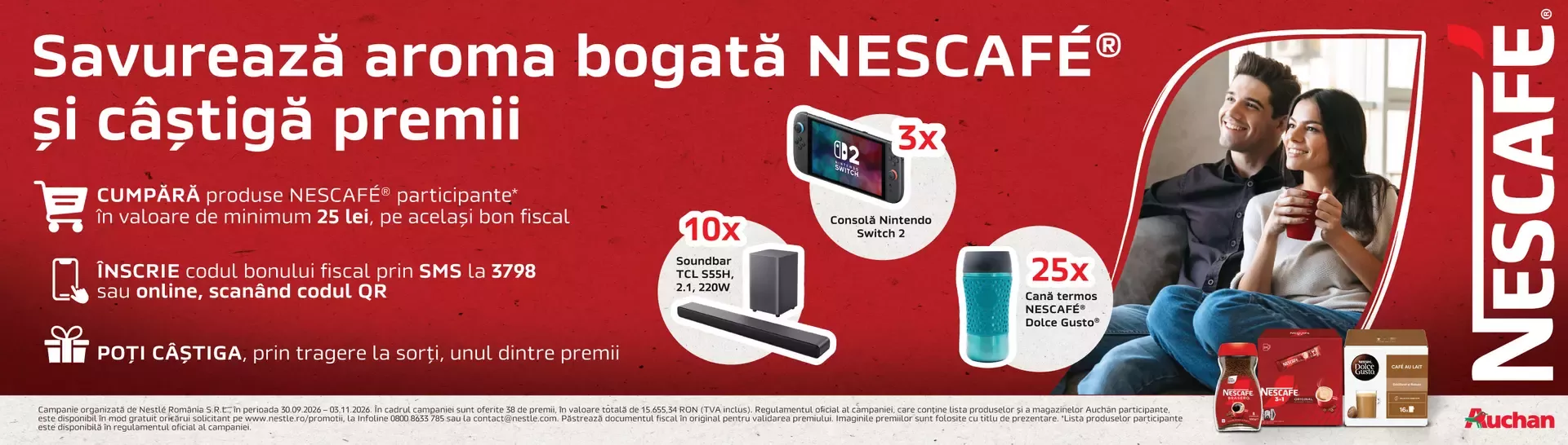 Campania „Savurează aroma bogată NESCAFÉ® și câștigă premii” în magazinele Auchan