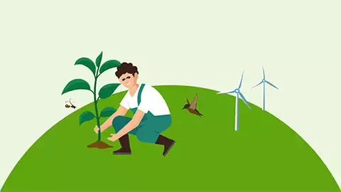 Baiat plantand un copac.