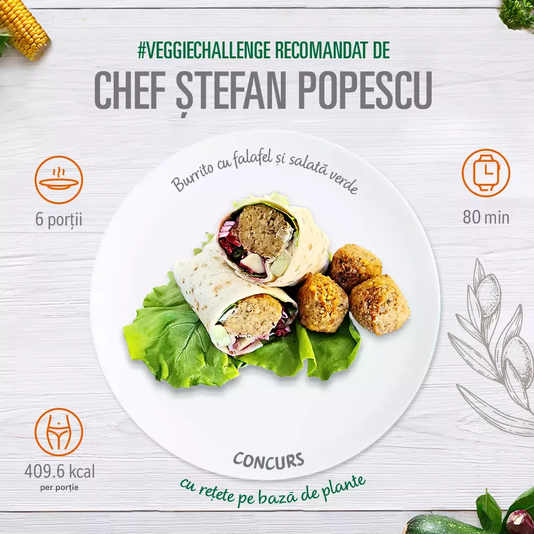 Burrito cu falafel și salată verde