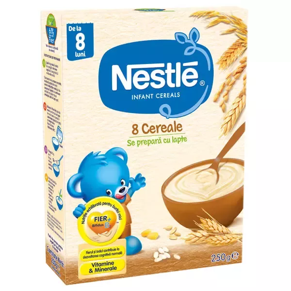Cereale Nestlé® 8 Cereale, 250g, de la 8 luni