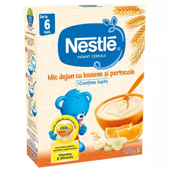 Cereale Nestlé® Mic dejun cu banane și portocale, 250g, de la 6 luni