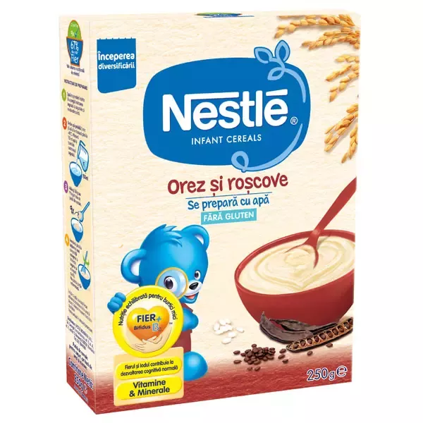 Cereale Nestlé® Orez și roșcove, 250g, începerea diversificării
