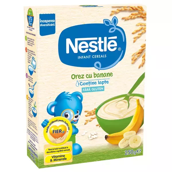 Cereale Nestlé® Orez cu banane, 250g, Începerea diversificării