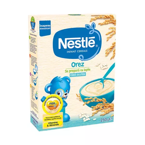 Cereale Nestlé® Orez, 250g, începerea diversificării
