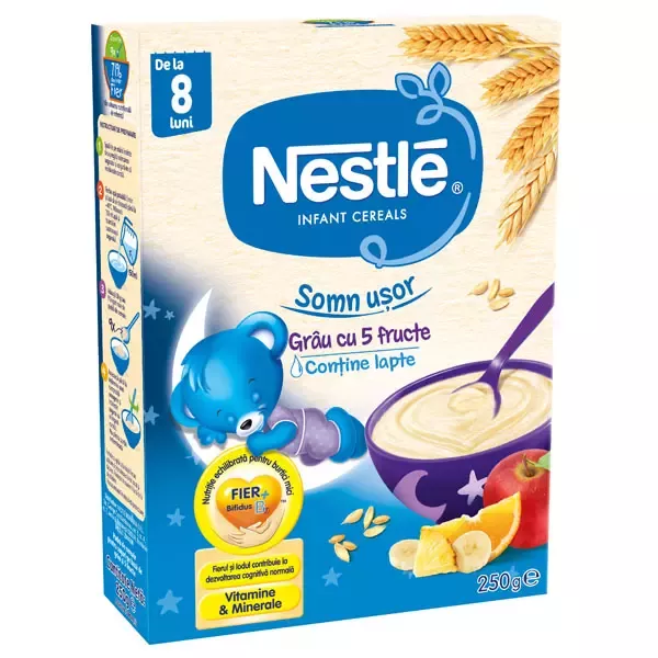 Cereale Nestlé® Somn ușor Grâu cu 5 fructe, 250g, de la 8 luni
