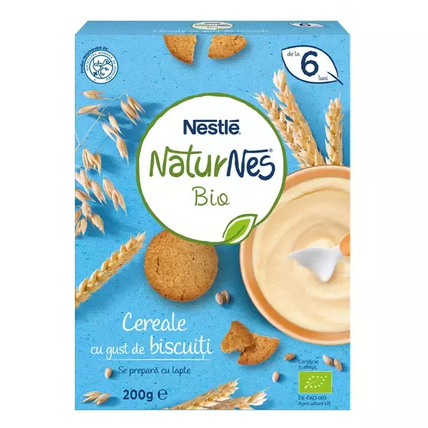 Cereale Nestlé® Naturnes Bio cu gust de biscuiti, 200g, de la 6 luni