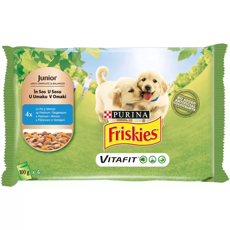 PURINA® FRISKIES® Junior cu Pui și Morcovi în Aspic