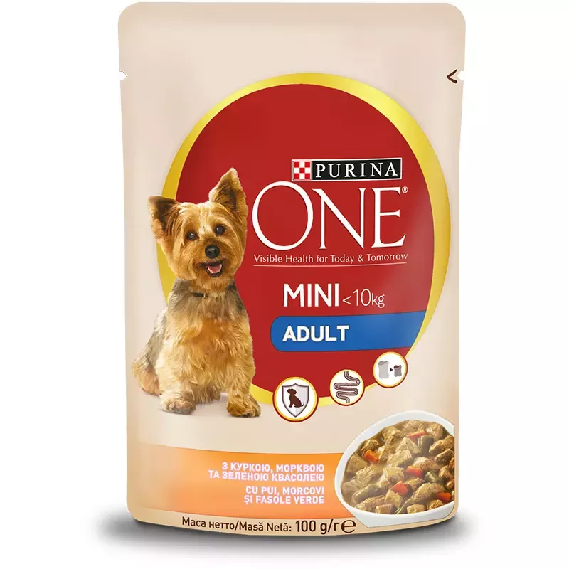 PURINA ONE MINI Adult cu Pui și Morcov 100 g, 4 x 100 g